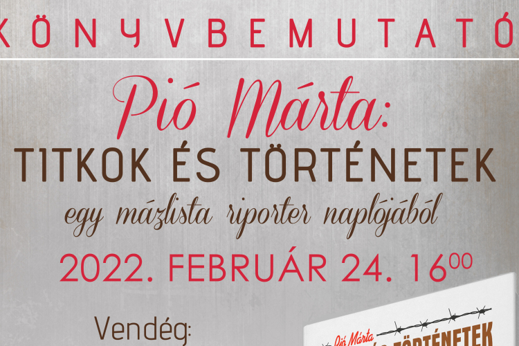 Pió Márta könyvét mutatják be a Huszár Gál Városi Könyvtárban