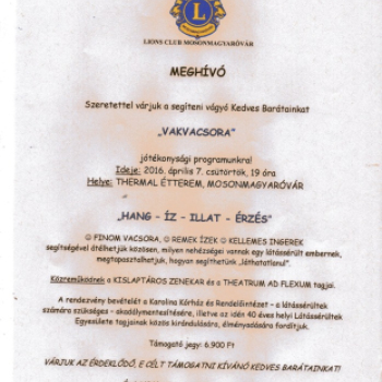 Jótékonysági Vakvacsora a Lions Club Mosonmagyaróvár szervezésében (Fotó: Stipkovits Veronika)