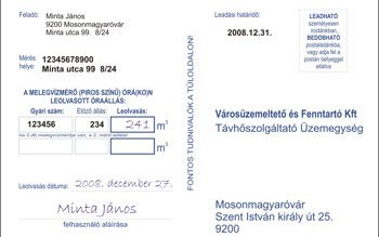 Melegvíz mérőóra állásának bejelentése