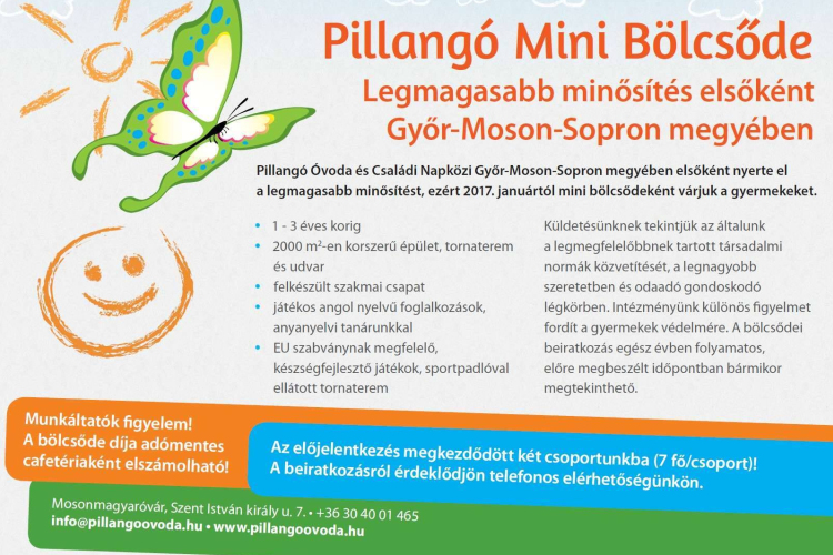 Pillangó Mini Bölcsőde – a legmagasabb minősítéssel kezdik az évet