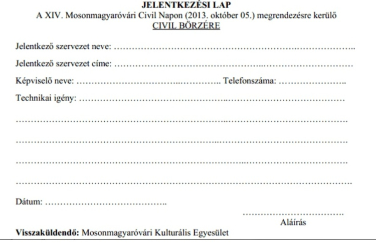 Jelentkezési felhívás civil börzére