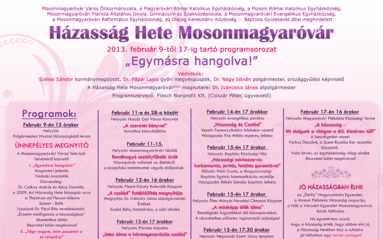 Egy hét alatt több, mint 20 program a Házasság Hete jegyében