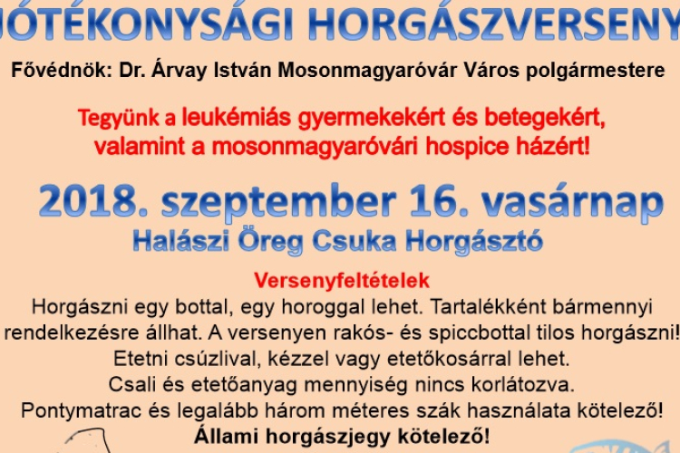 Jótékonysági horgászverseny daganatos betegek javára